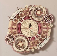 ROKR 3D Wooden Puzzle Zodiac Clock Toy DIY Mechanical Model Kits Kids Gifts