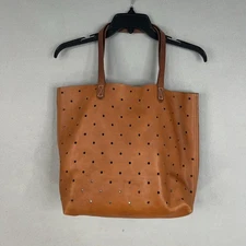 Madewell Transport Tote Bag Womens Brown Perforated Hole Punch Leather Shoulder