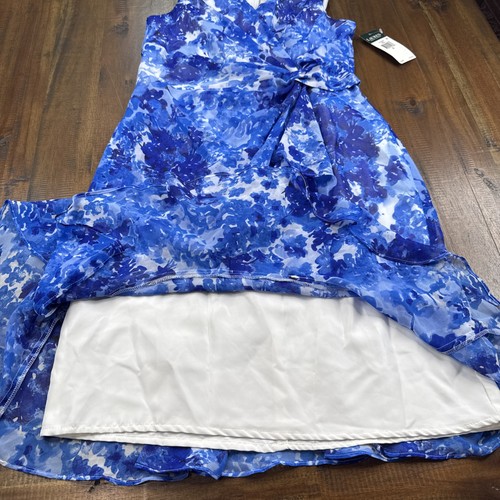 Neu Lauren Ralph Lauren Kleid 6 blau pastell Blumen Artsy Cloud ärmellos V-Ausschnitt - Bild 10 von 16