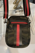 Haute Shore Small Camo Neoprene Crossbody Bag / Red Stripe Men or Women Unisex