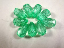 100 Light Green Faceted Acrylic TEARDROP BEADS 1/2"