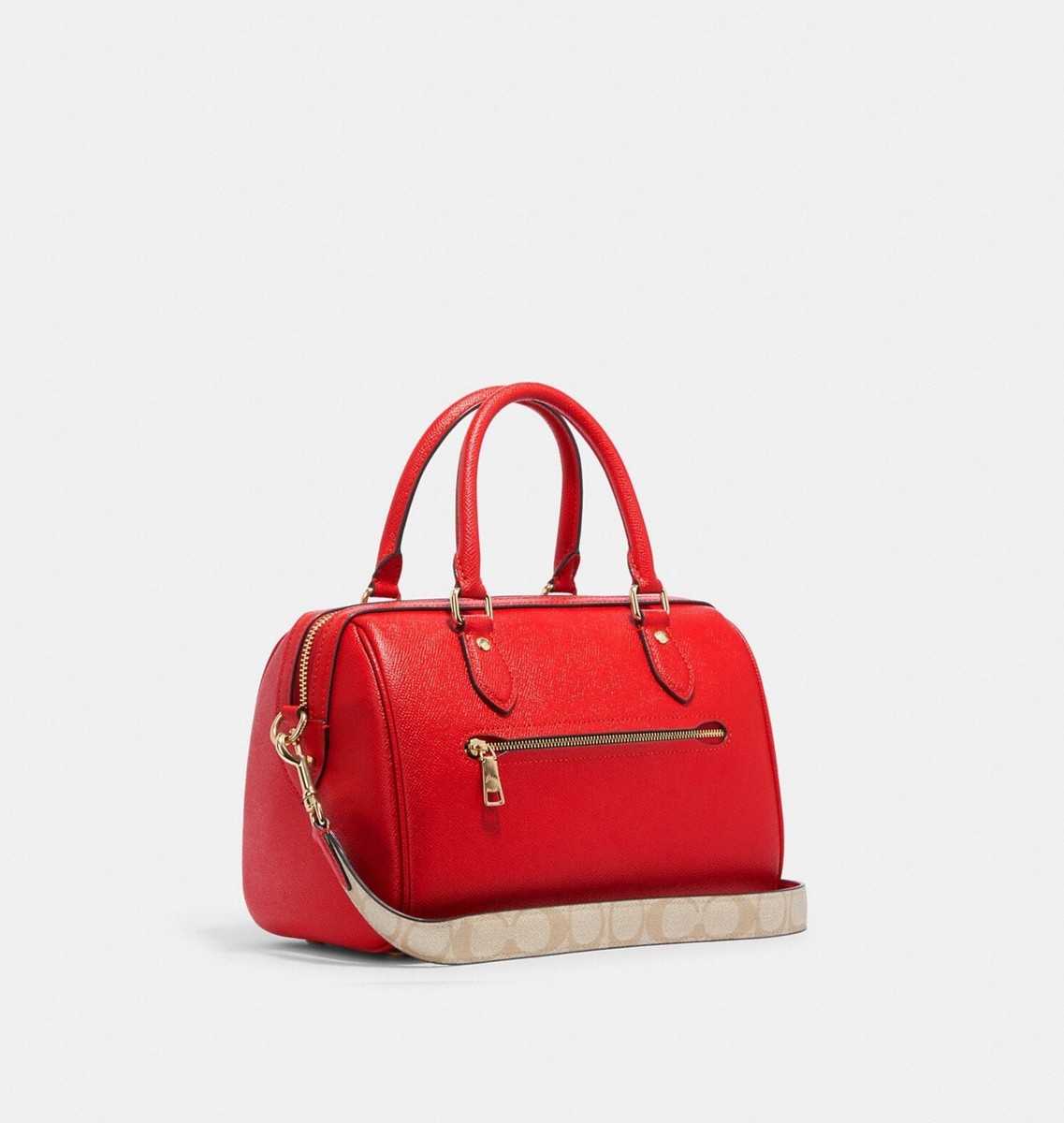 【COACH】Rowan Satchel Bag In Signature Canvas /Orange Coach Rowan Satchel Bag In Signature Canvas With Orange
