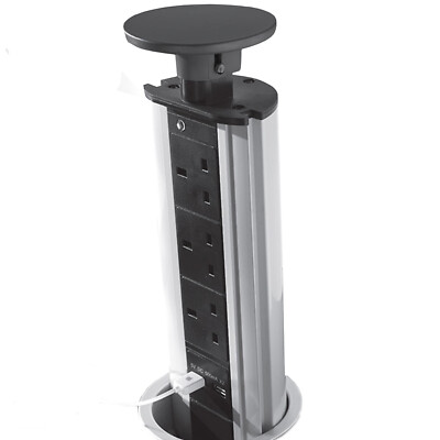 3 Wege Gang Pop Up Verlängerung Tower 2x USB Ports schwarz versteckte Netzsteckdose