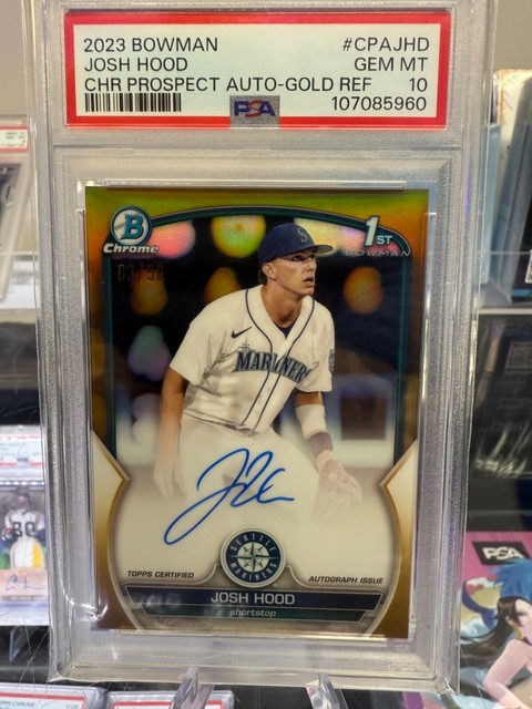 2023 bowman chrome gold auto josh hood /50 PSA-10