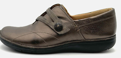 Clarks Unstructured Shoes Womens 11M Slip On Loafers Bronze Leather Comfort