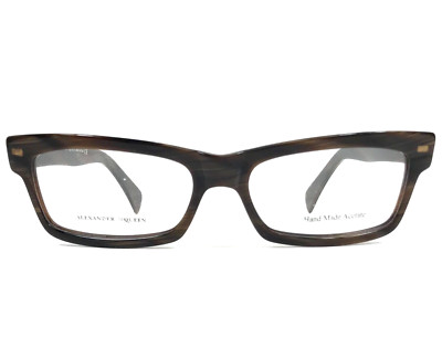 Alexander McQueen Eyeglasses Frames AMQ4141 2B7 Dark Brown Horn 53-15-140