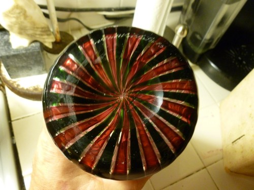 GRANDE BOTTIGLIA MULTI RIGHE VENINI FIRMATA MURANO ITALIANA - Foto 5 di 12