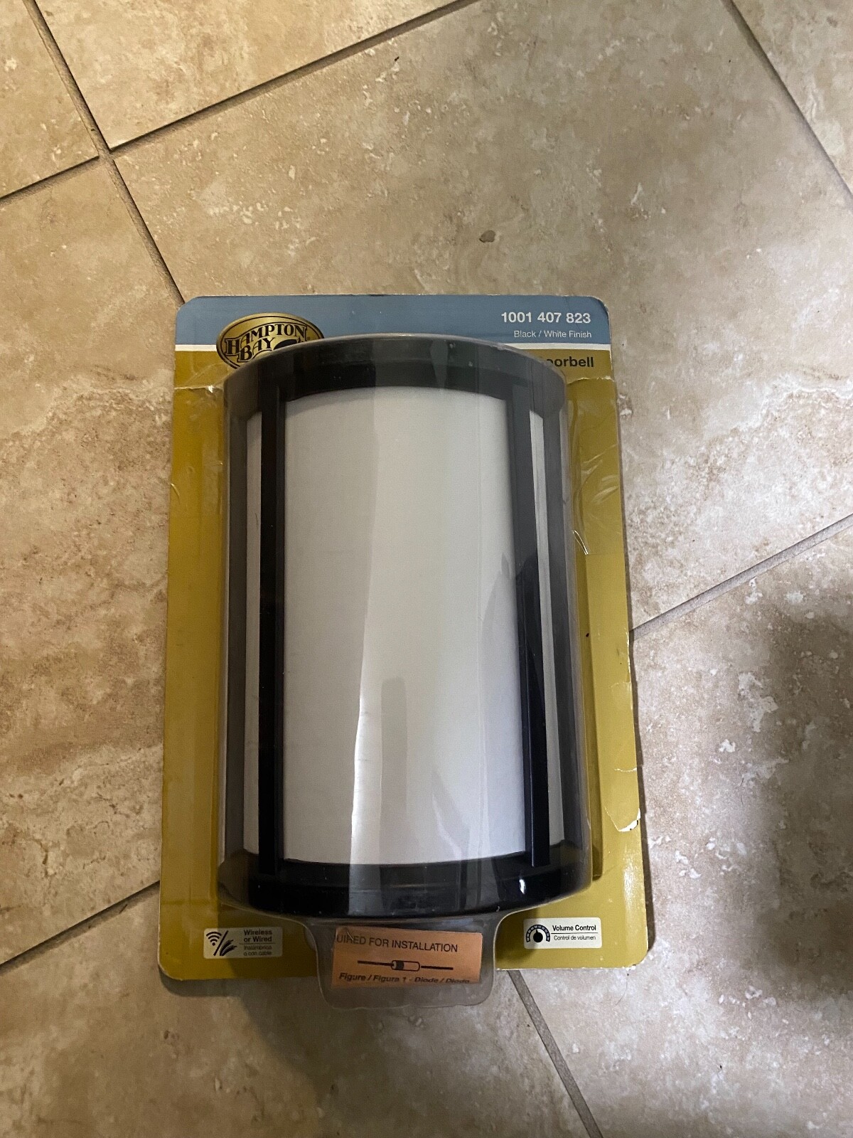 Hampton Bay Wireless or Wired Doorbell Black/White Finish Half Round