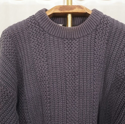 Vintage 90s Structure Navy Blue Chunky Cable Knit Pullover Sweater - Picture 3 of 7
