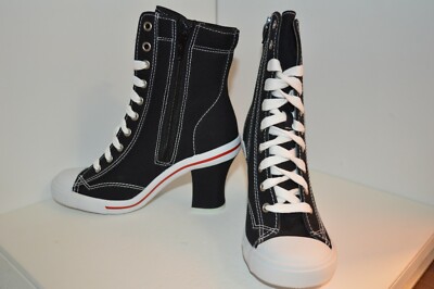 Women’s White & Black High-Heel Lace-Up Shoes with Red Heel Women main image 2