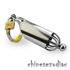 Stainless Steel Male Chastity Cage Device Men Long Metal Locking Belt Kit