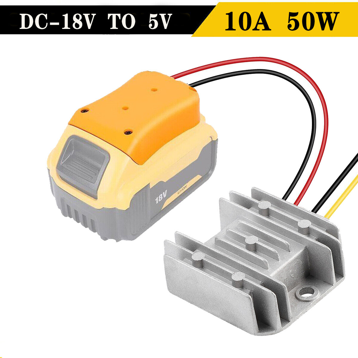 DC 18V to 5V Step Down 10A 50W Voltage Converter For Dewalt