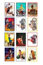 1:25 G scale model vintage motorcycle pin up posters signs
