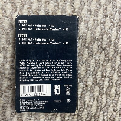 DR. DRE /DRE DAY SINGLE 1992 VINTAGE CASSETTE TAPE Rap Hip Hop | eBay