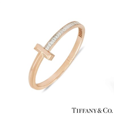 Tiffany Rose Gold Wide Tiffany T1 Diamond Bracelet