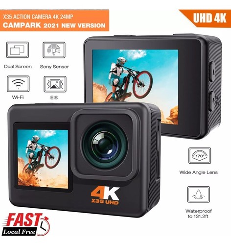 Campark WiFi 4K Action Camera 24MP Dual Screen Underwater Cam 40M Lowest Price🔥 - Picture 1 of 7