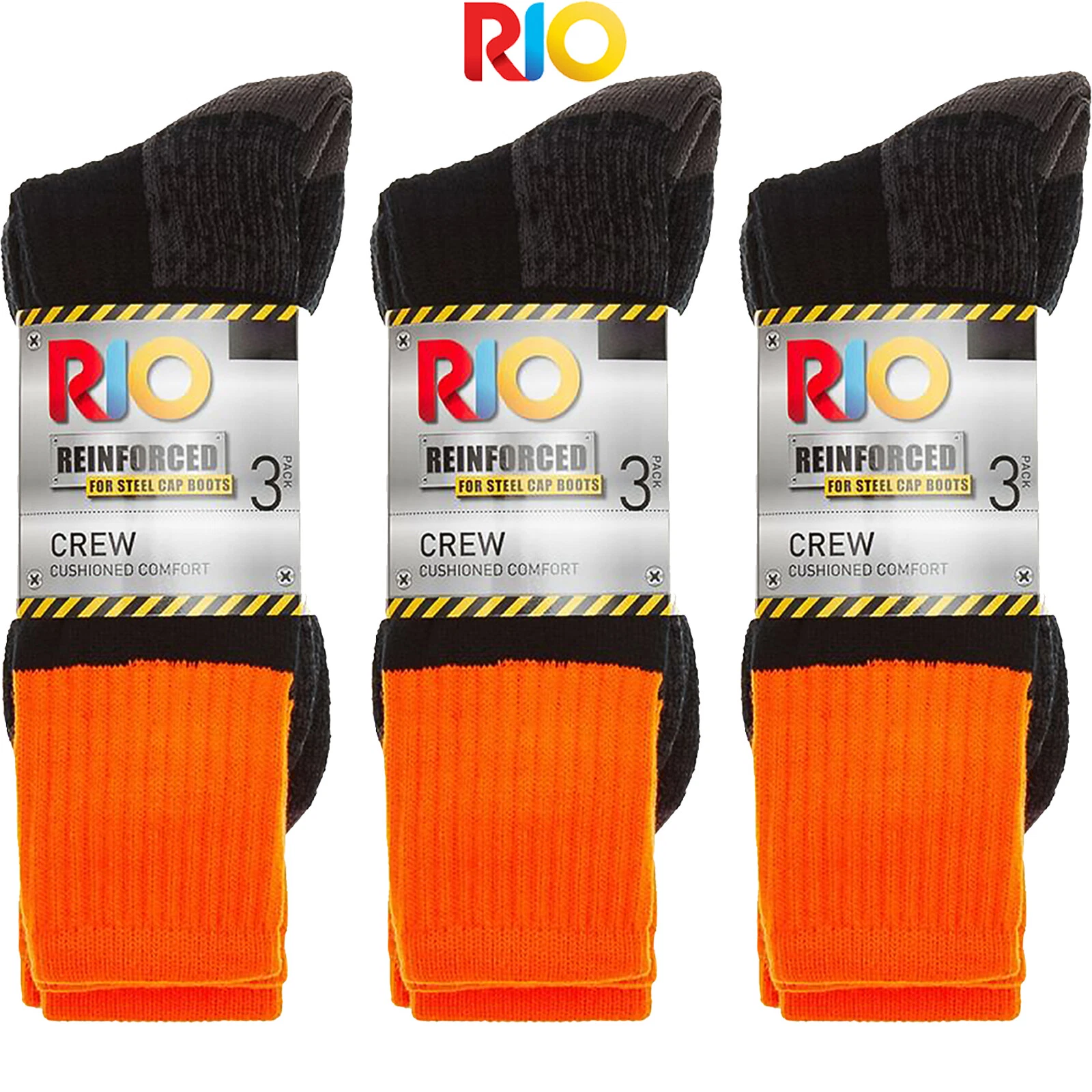 9pair Rio Reinforced Steel Cap Crew Men Thick Tough Work Socks Black Orange Bulk
Opens in a new wind