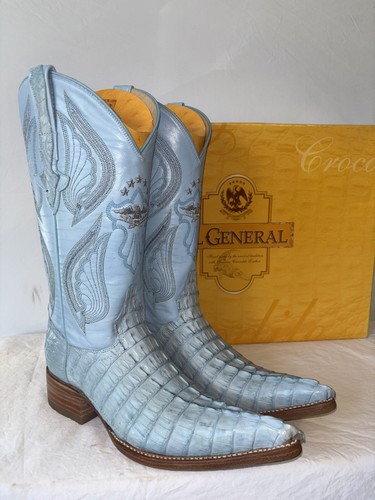 Botas de Vaquero El General Cuero Exótico Bebé Azul Cocodrilo Espalda Para Hombres Talla 6 - Imagen 3 de 9