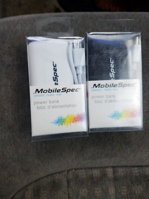 Mobile Spec Portable Recharging Power Bank plus Flashlight Set of 2 NEW