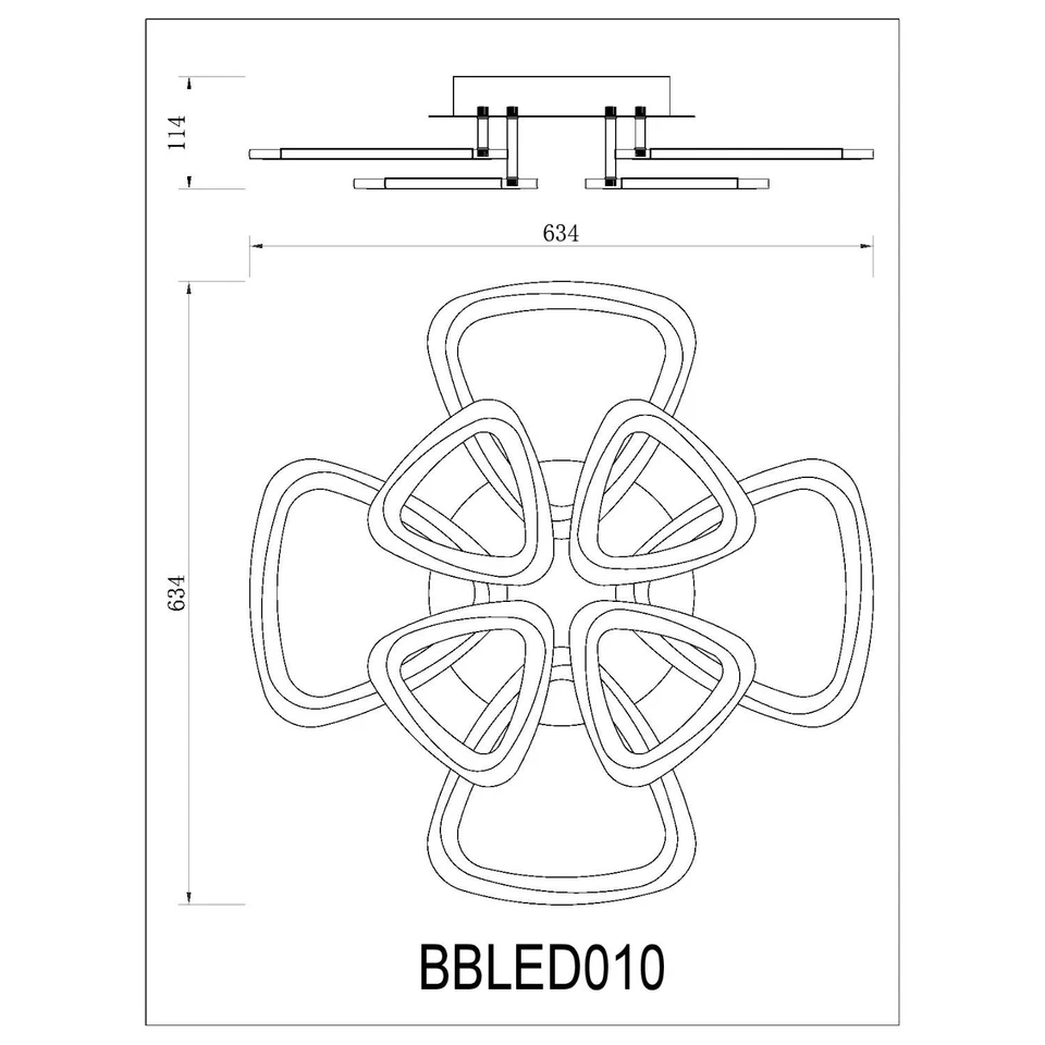 BUYBUY Lampadario LED 120W, Telecomando 2.4G, Luce Regolabile 9300lm BBLED010 - Immagine 4 di 4