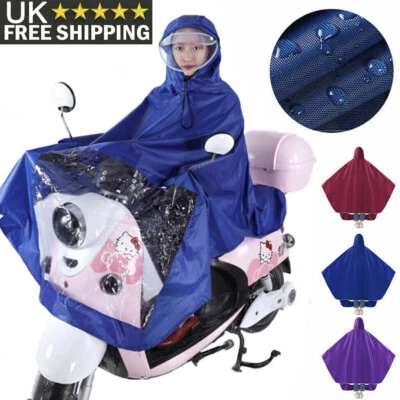Universal Waterproof Hooded Coat Poncho Cape Mobility Scooter Bike Rain Cover UK