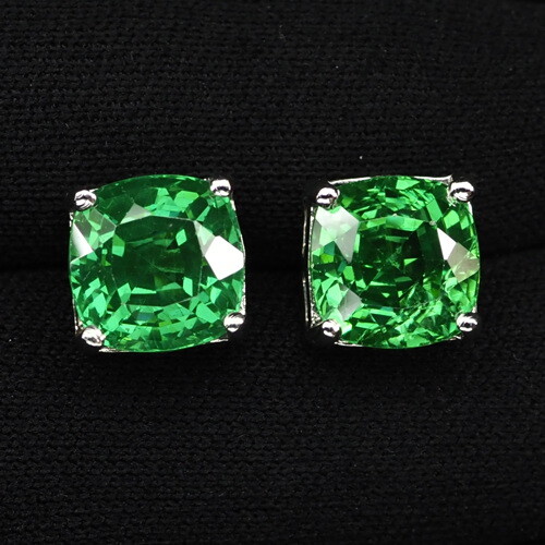 Green Tsavorite Rare 15.30Ct 925 Sterling Silver Handmade Stud