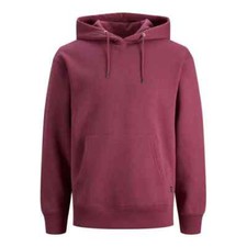 Jack  Jones Men's Plain Hoodie in Hawthorn Rose Relaxed Fit 12161145 cotton
