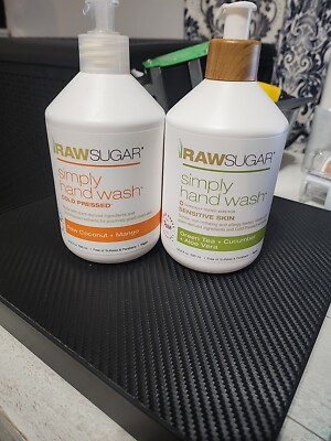 Raw Sugar Simply Hand Wash 1-Green Tea, Cucumber & Aloe /1- Coconut+Mango- Lot 2