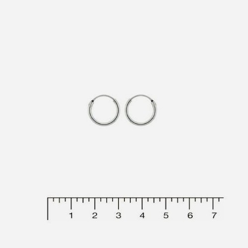 Pequeños pendientes de aro continuos de plata de ley 925 joyas 1,2 mm x 10 mm - Imagen 1 de 3