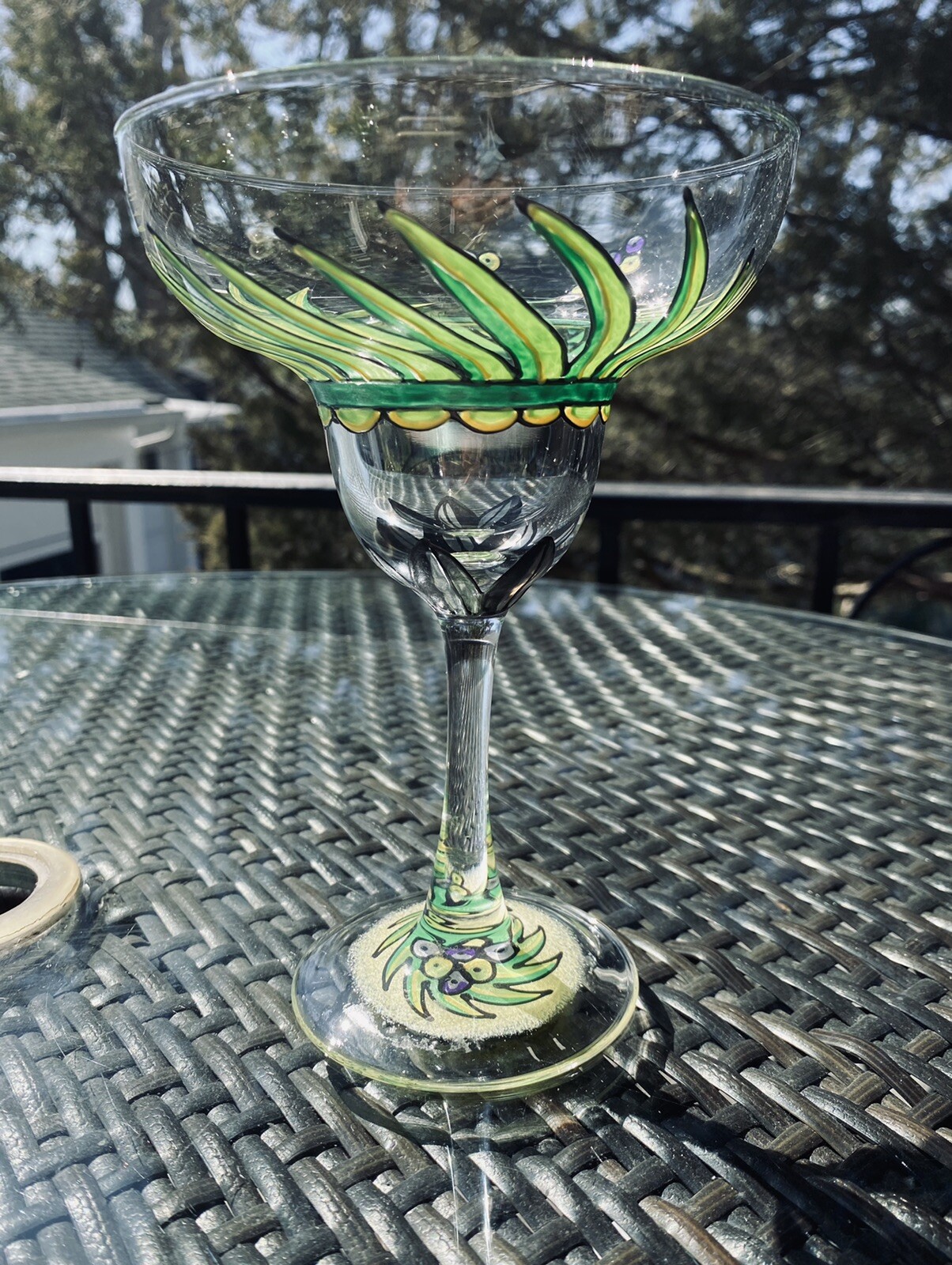 Smithereens Hand Painted Vintage Signed Margarita Glass New With Tags Holds 8 oz