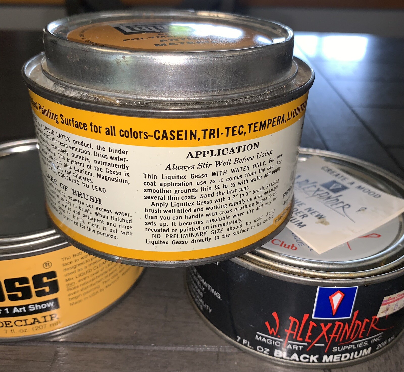 LOT BOB ROSS PAINT CAN WHITE OIL LIQUITEX ACRYLIC GESSO W ALEXANDER