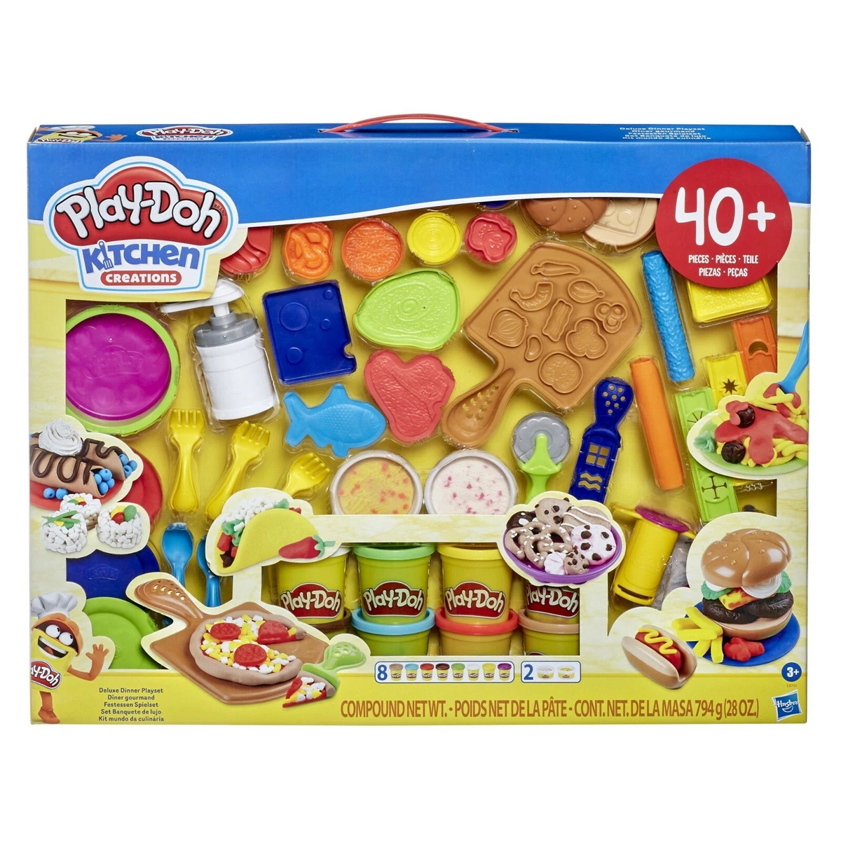 Play-Doh Kitchen Creations Deluxe Dinner Playset with 10 Cans of