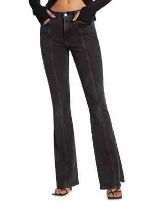 NWT FRAME Le High Flare Side Slit Denim Jeans, Obsidian Clean (Dark Gray), Sz 26