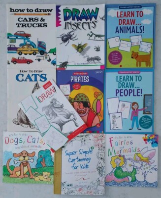 Lot of 10 Learn to Draw Animals Cars Fairies Cartoons Children Kids Books *Read*