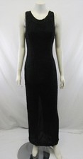 Laurence Kazar Dress Beaded Formal Evening Silk Black Maxi Long Size S #PD33