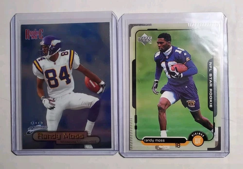 LOT OF 2 1998 RANDY MOSS ROOKIE CARDS  Fleer Brilliants Blue + Upper Deck Rc