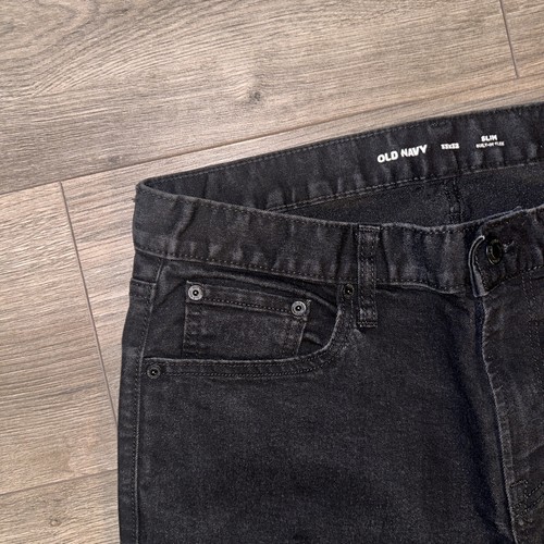 Old Navy Slim Straight Black Denim Flex Jeans Mens 33x32 - Picture 7 of 12