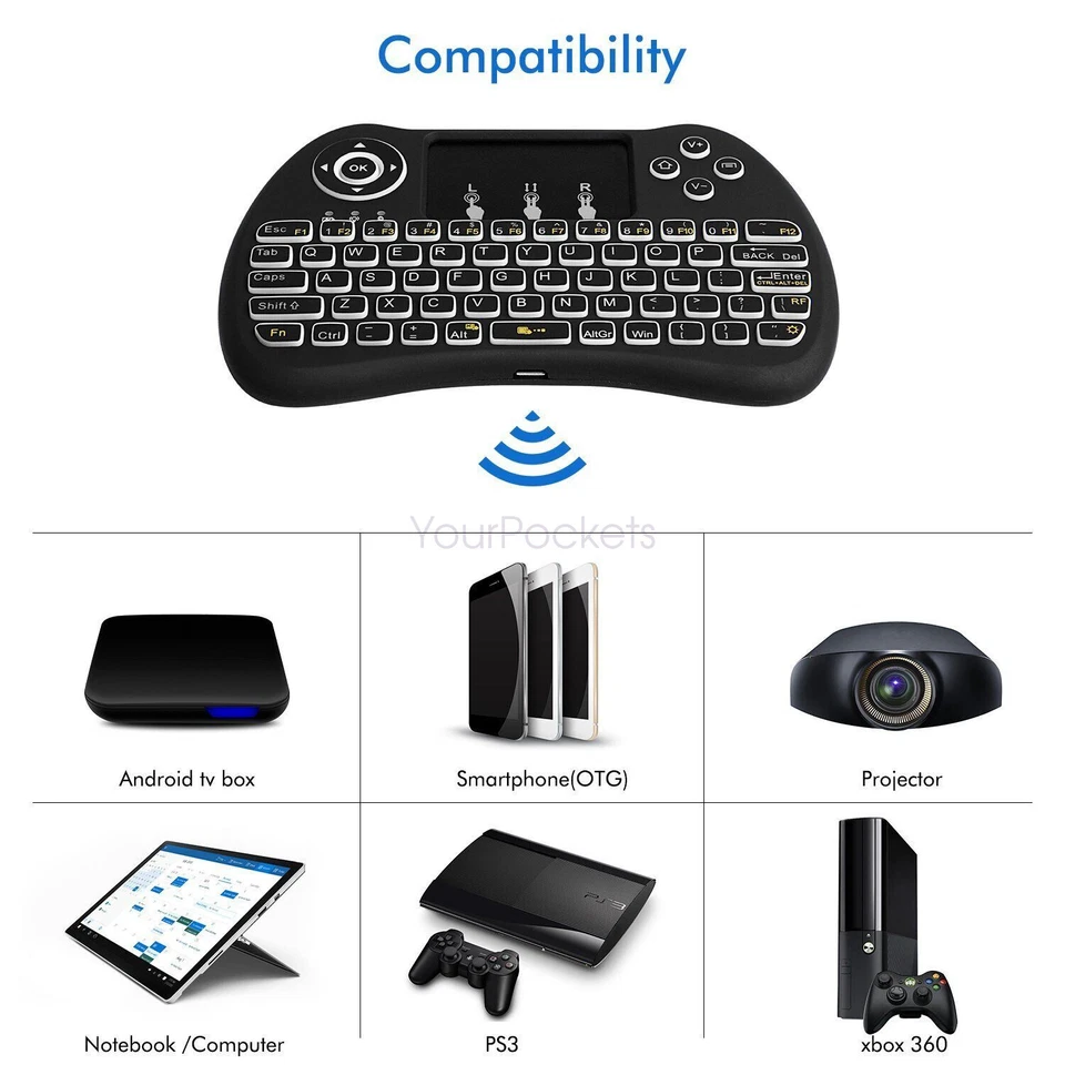 Wireless Mini Keyboard Keypad Mouse Touchpad Remote Control Android box Laptop - Image 2 of 4