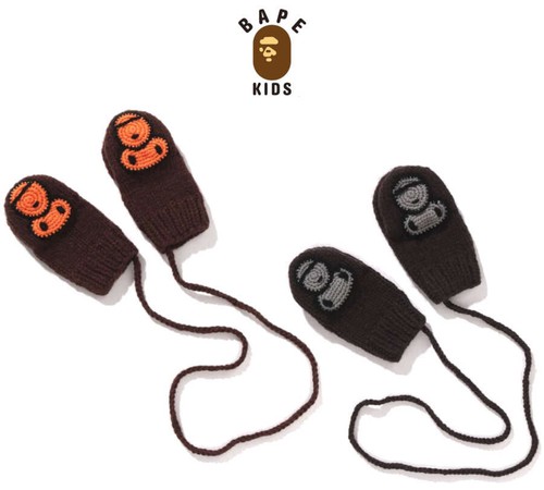 A Bathing Ape Kids Knit Mittens Wool Mixed-Spun 2024 FW BABY MILO Motif Japan