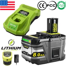 For RYOBI P108 6Ah 18V High Capacity 8Ah Battery / Charger Lithium-Ion One Plus