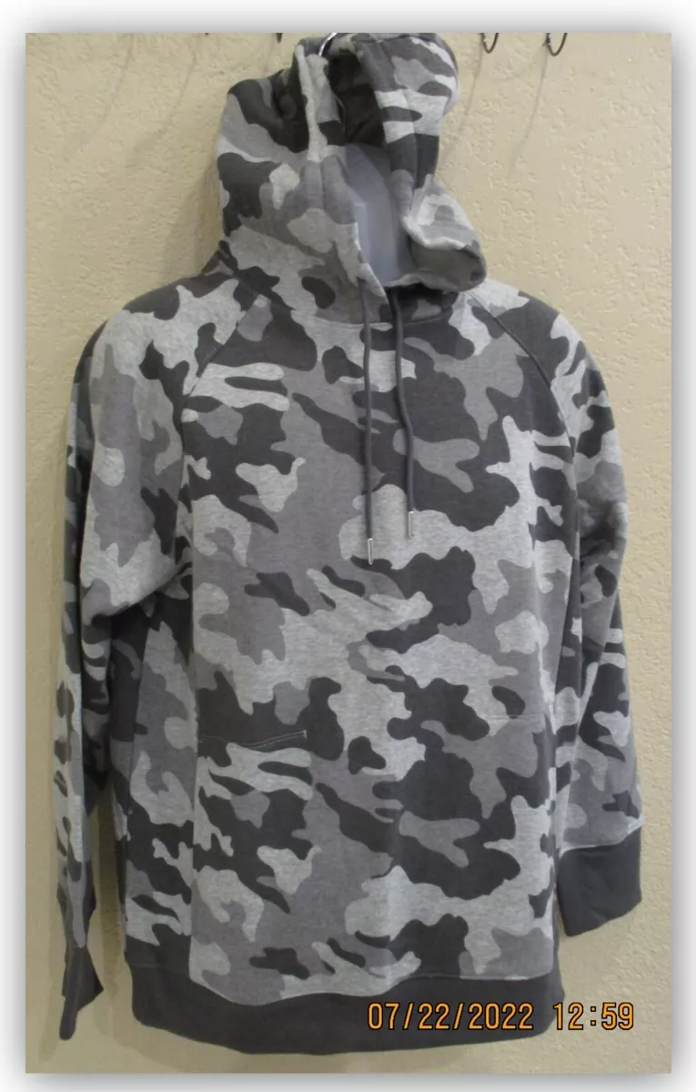 Men's All in Motion GREY CAMO pullover Hoodie w/ drawstring hood 2