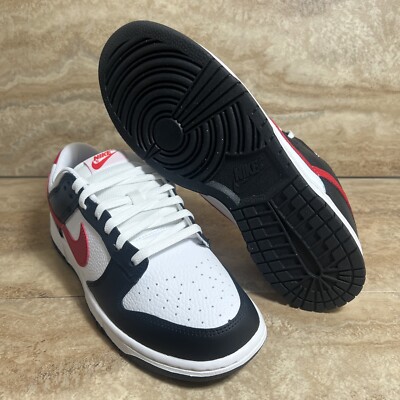 Nike Dunk Low Retro Red Swoosh Panda Black White Shoes Men's Sizes