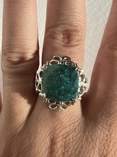 Chrysocolla Malachite Faceted Gem Ring 925 Sterling Silver