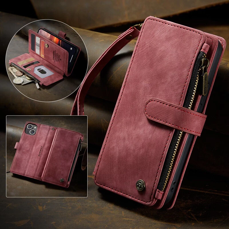 For iPhone 15 14 13 12 11 Pro Max XR X 8/7 Case Zipper Leather Wallet Flip Cover - Image 3 of 4