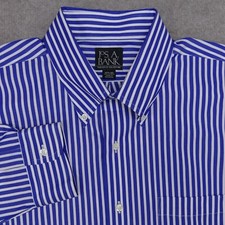 Jos A Bank Executive Shirt Mens 16 1/2 - 32 Blue Button Down Striped Long Sleeve