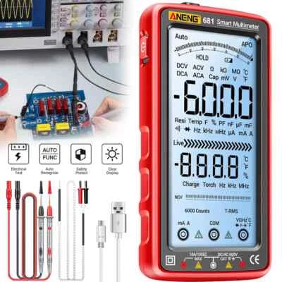 6000 Counts Smart LCD Digital Multimeter AC/DC Voltage Tester Resistance Meter