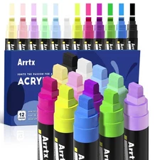 Jumbo Poster Markers, 10mm Jumbo Felt Tip 12 Colors, Acrylic Paint Markers Pe...