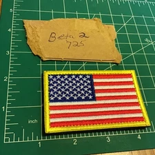 AMERICAN FLAG Hook & Loop Morale Patch. Standard Yellow Border