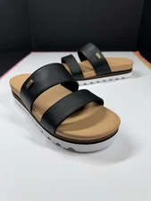 Reef Platform Sandals Womens Size 9 Black Banded Horizon 2.5 Slides