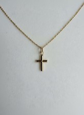14k Yellow Gold Dainty Plain cross pendant charm